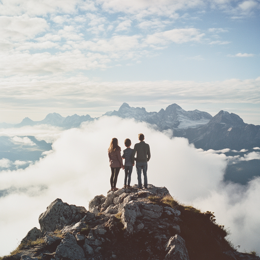 Majestic Mountaintop: A Tranquil View Above the Clouds