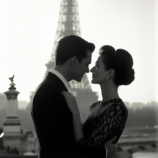 Parisian Romance: A Silhouette of Love Against the Eiffel Tower