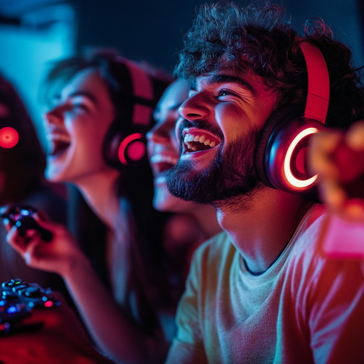 Neon Nights: Friends, Laughter, and Video Game Glory