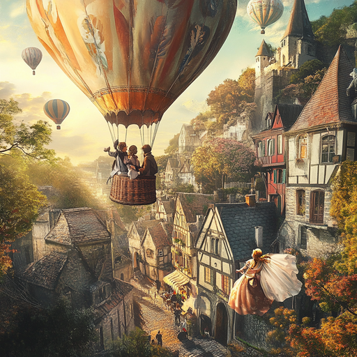 Leap of Faith: A Whimsical Journey Above a Medieval Village