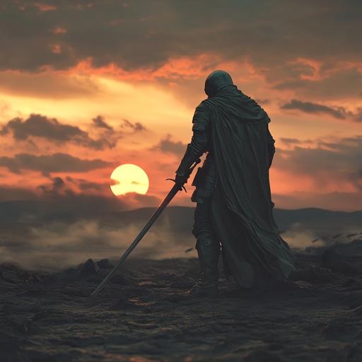 A Knight’s Solitude at Sunset