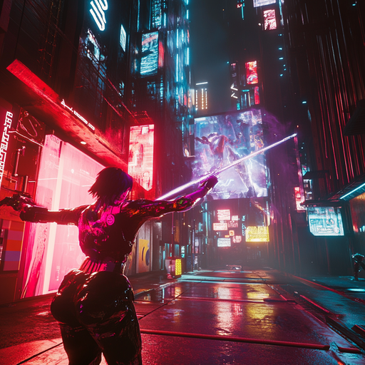 Neon Blade: A Cyberpunk Showdown in the Shadows