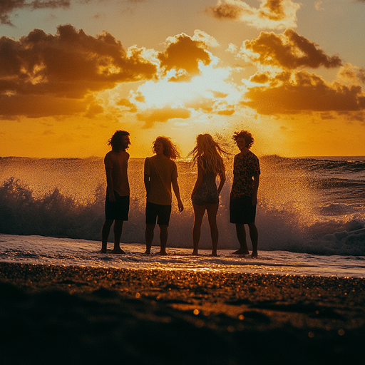 Silhouettes of Friendship Against a Golden Sunset