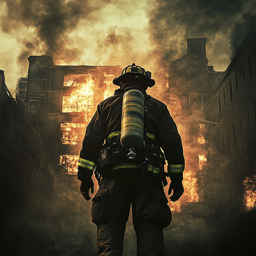 Heroic Firefighter Stands Tall Amidst Blazing Inferno