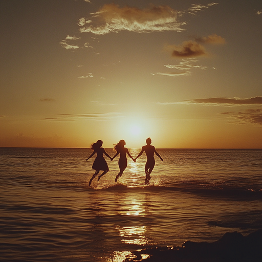 Silhouettes of Joy: Running Towards the Sunset