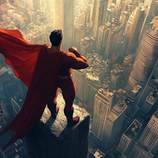 Soaring Above the City: A Superhero’s Moment of Triumph