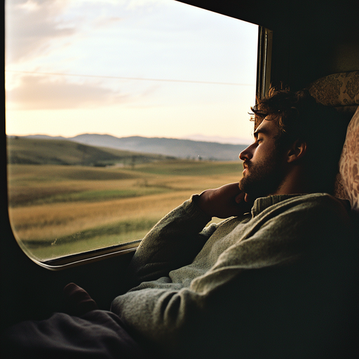 Golden Hour Reflections: A Moment of Tranquility on the Train