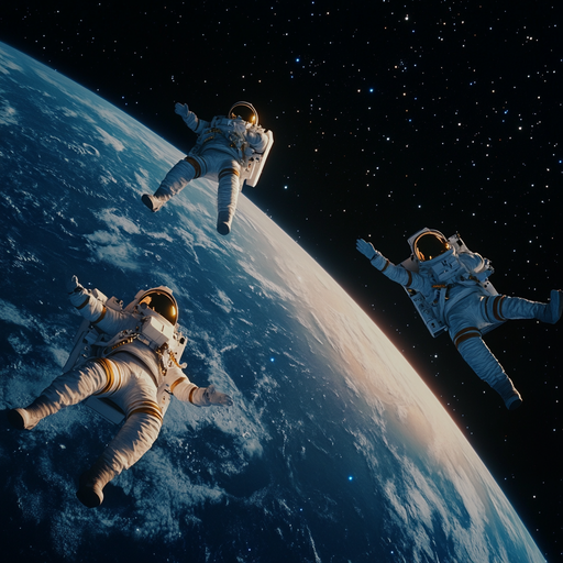 Awe-Inspiring View: Astronauts Float Amidst the Vastness of Space