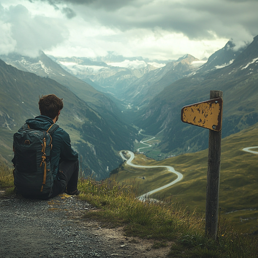 A Moment of Solitude on the Mountain Ridge