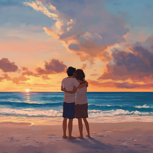 Sunset Embrace: A Romantic Moment on the Beach