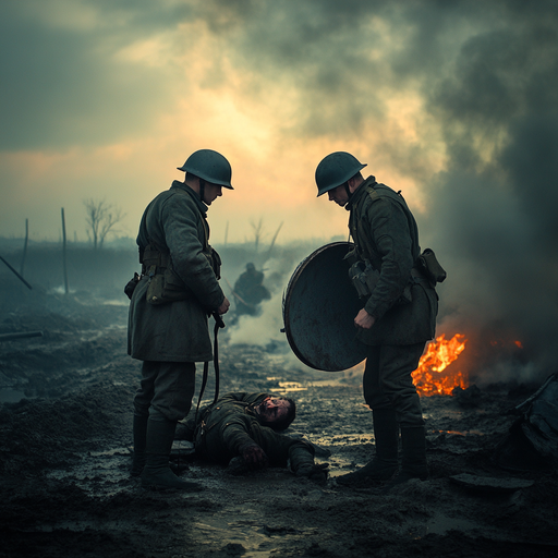 The Weight of War: A Moment of Grief on the Battlefield