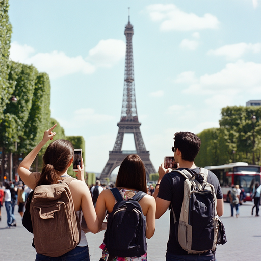 Capturing Parisian Memories: Tourists Embrace the Eiffel Tower’s Grandeur