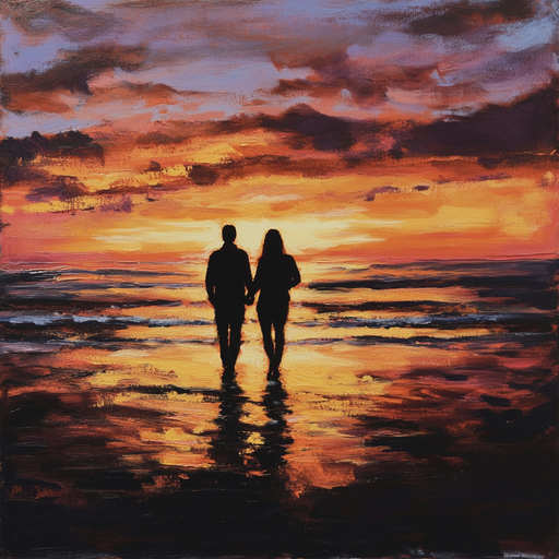 Silhouettes of Love Against a Fiery Sunset