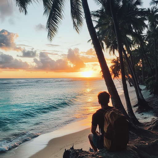 Golden Hour Serenity: A Man Finds Peace at Sunset