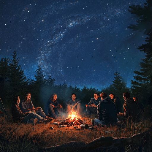 Campfire Tales Under a Starry Sky