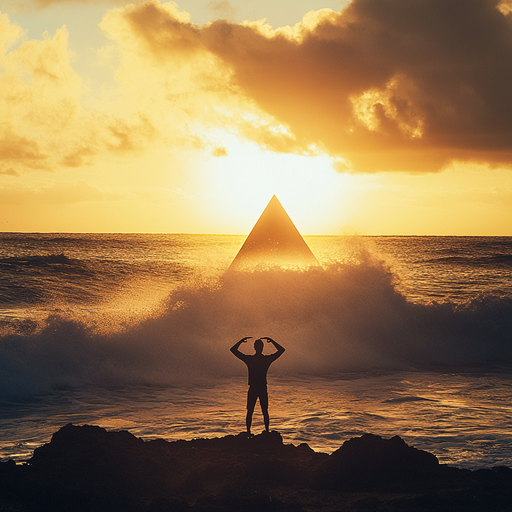 Silhouette of Mystery: A Solitary Figure Contemplates the Ocean’s Fury