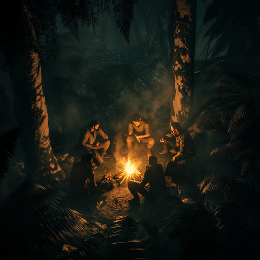 Campfire Mystery in the Fog