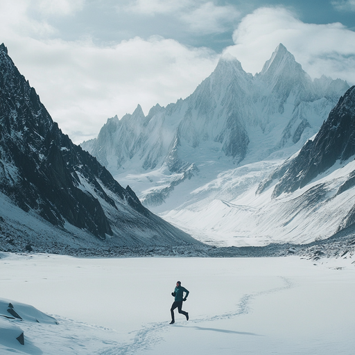 A Runner’s Solitude Amidst Majestic Peaks