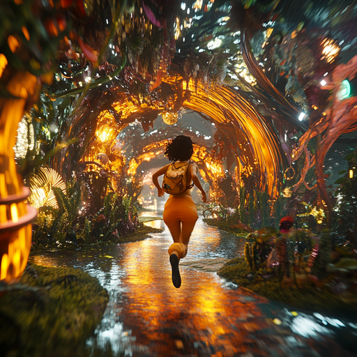 A Woman Races Through a Glowing, Fantastical Forest