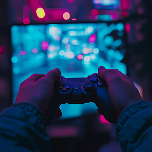 Lost in the Neon Glow: A Gamer’s Intense Focus