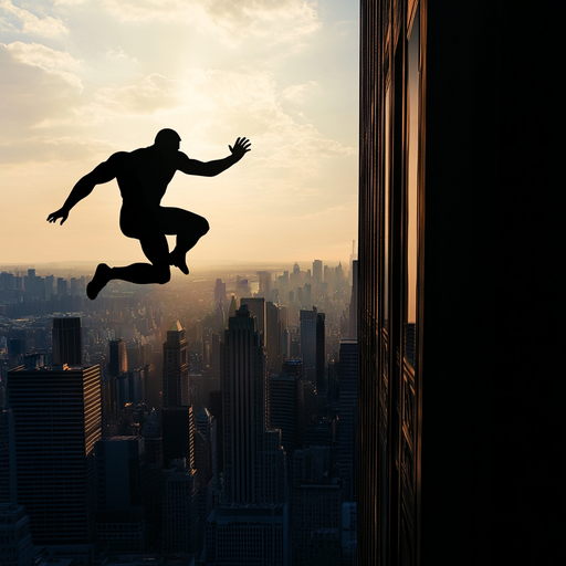 Leap of Faith: Silhouette of a Daredevil at Sunset