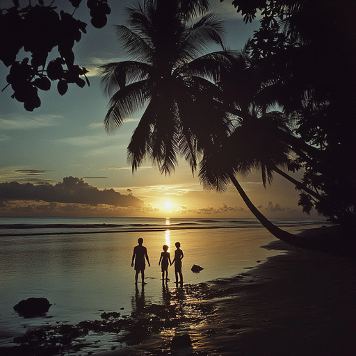 Sunset Silhouettes on a Tranquil Beach