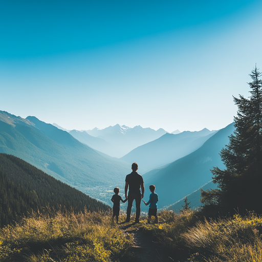 Silhouettes of Hope: A Father and Sons Embrace the Vastness of Nature