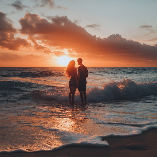 Silhouettes of Love at Sunset