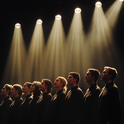 Black-Clad Singers Command the Stage Under Dramatic Spotlights