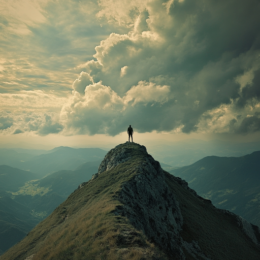 Solitude on the Summit: A Silhouette Against the Sky