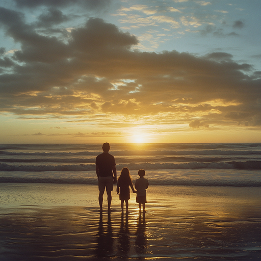 Silhouettes of Hope: A Family’s Tranquil Sunset