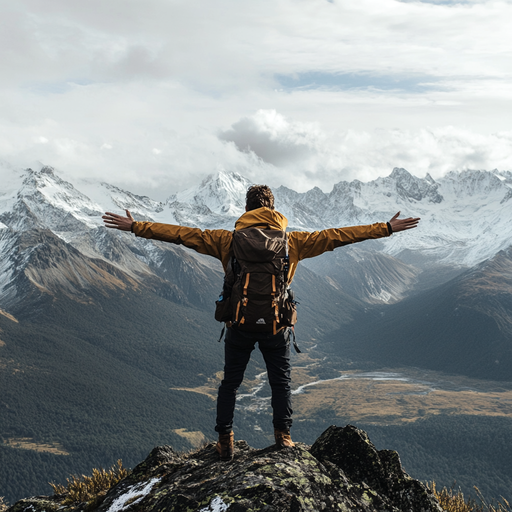 A Moment of Awe: Hiker Finds Serenity on a Mountain Peak