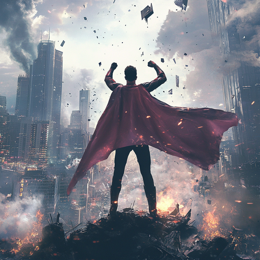 Hope Rises from the Ashes: Superhero Stands Tall in Devastated City