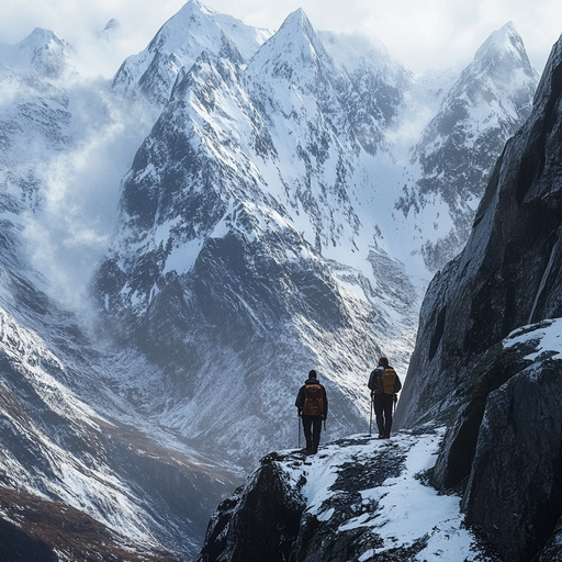 Lost in the Majesty: Hikers Conquer a Snowy Ridge