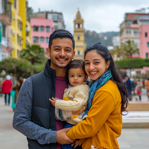 A Family’s Joyful Day in a Colorful Town