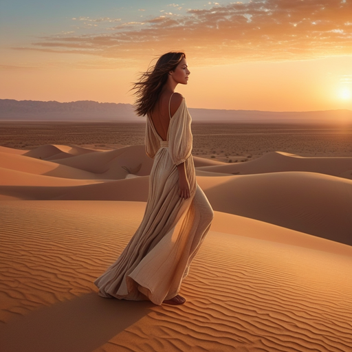 A Serene Sunset Walk Through the Desert