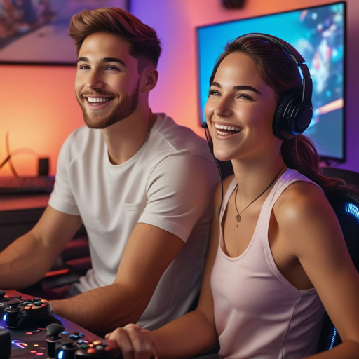 Laughter and Lights: A Couple’s Joyful Gaming Session