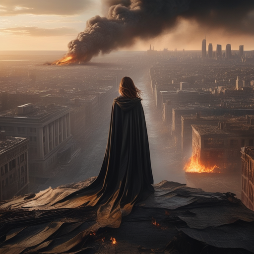 A City in Flames, A Solitary Figure Watches