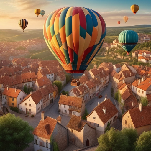 A Whimsical Journey Above a Charming European Village