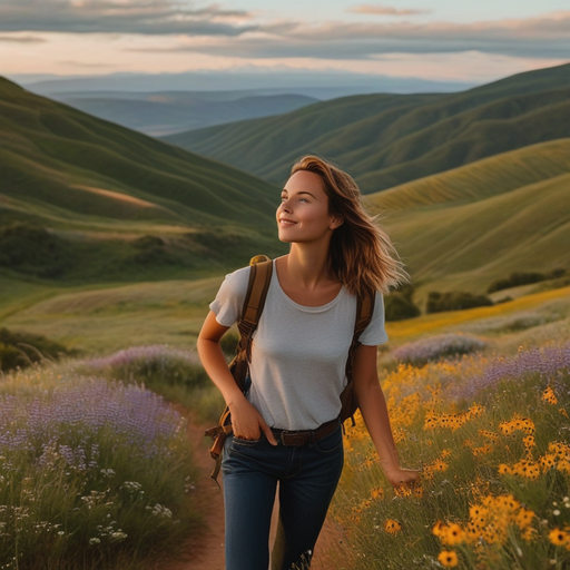 Hopeful Journey Through a Field of Wildflowers