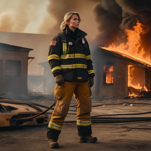 Firefighter Stands Tall Amidst Blazing Inferno