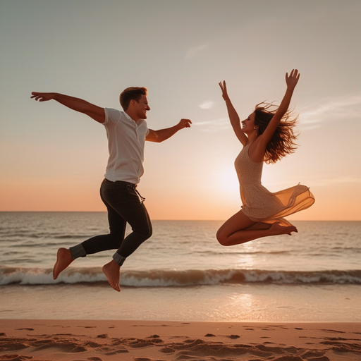 Sunset Serenade: A Leap of Love on the Beach