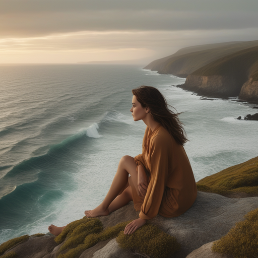 Finding Peace in the Vastness: A Woman Contemplates the Ocean’s Majesty