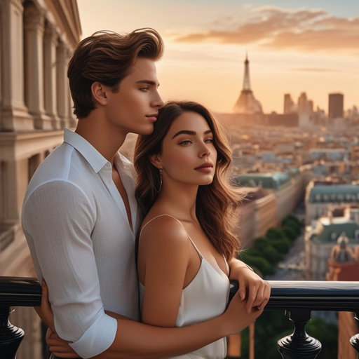 Golden Hour Embrace: A Romantic Moment in Paris