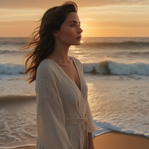 Sunset Serenity: A Woman Finds Tranquility on the Beach