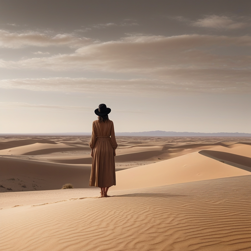 Lost in the Vastness: A Woman Finds Solitude in the Desert