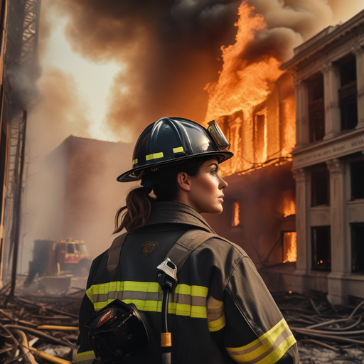 Firefighter Faces the Blaze: A Moment of Courage and Intensity