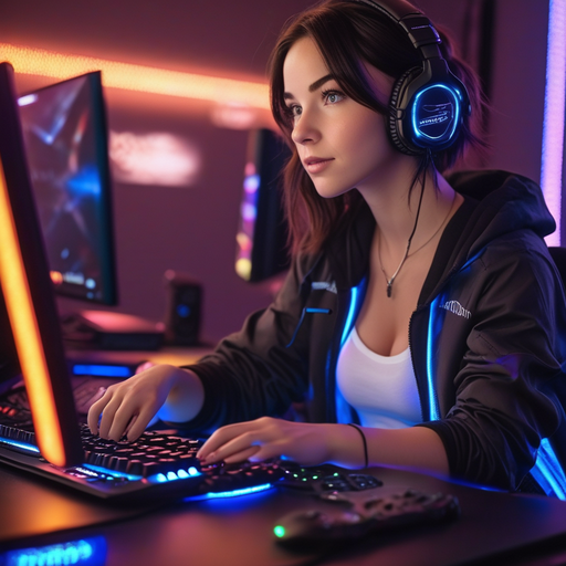 Neon Glow, Focused Mind: A Gamer’s Intensity