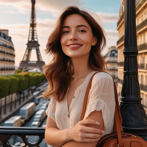 Parisian Romance: A Moment of Joy at the Eiffel Tower