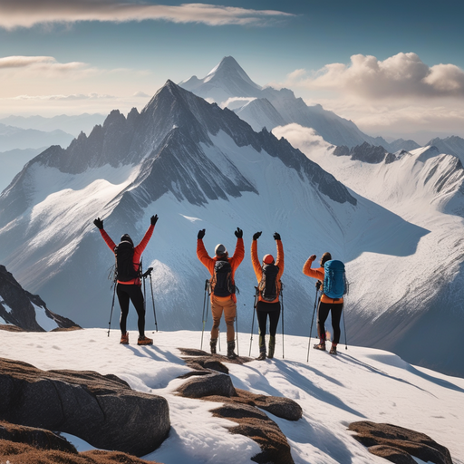 Summit Conquered: Hikers Celebrate on Majestic Mountain Ridge